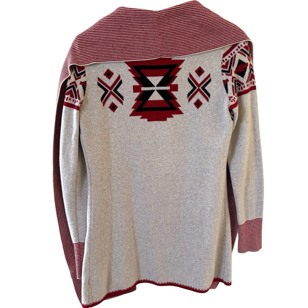 Between Me & You Women Open Cardigan Size Medium Aztec Boho Western Outdoors Red